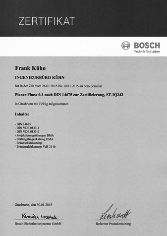 Bosch Zertifikat DIN 14675